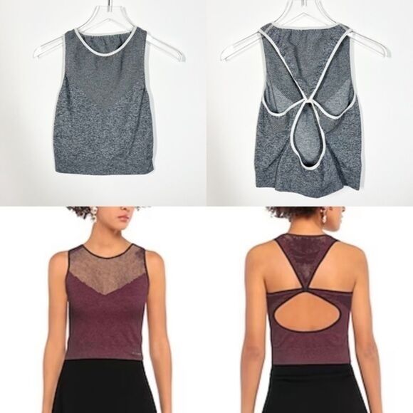 Pepper & Mayne London Women's Size Large Heather Gray Athletic Cut Out Top - Picture 1 of 9